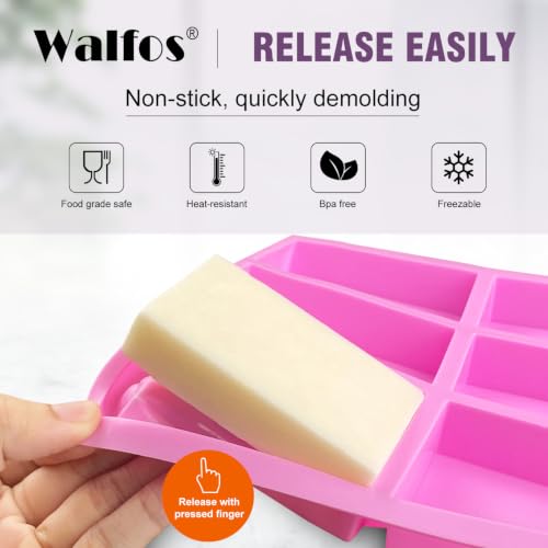 Image of Silicone Soap Molds Set of 3, 6 Cavities Rectangle Silicone Soap Molds for Homemade Craft Soap Mold, Cake Mold, Chocolate Mold & Ice Cube Tray(Blue & Purple & Pink)