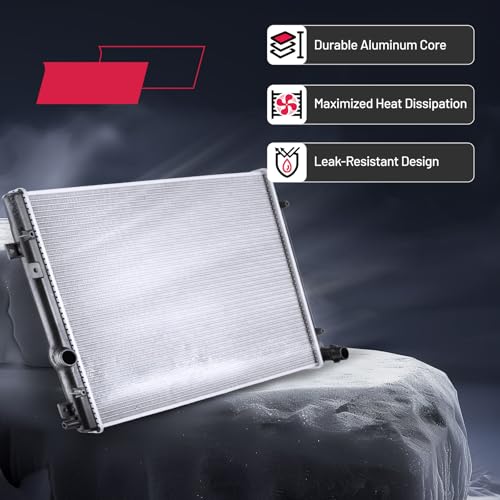 Image of BDFHYK 13272 Aluminum Radiator for Volkswagen Tiguan 2009-2018, for Volkswagen Tiguan Limited 2017-2018, CU13272, 26mm Core, Direct Fit Replacement, OE 5N0121253P VW3010164