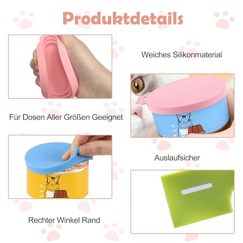 ZAYIO Katzenfutterdosen-Deckelset 4 Löffel mit 2 Katzenfutter Deckel, inkl. Futterlöffel Katze, Katzenfutter Dosendeckel and Deckel Für Katzenfutter Dosen, perfekt für Nass- und Trockenfutter