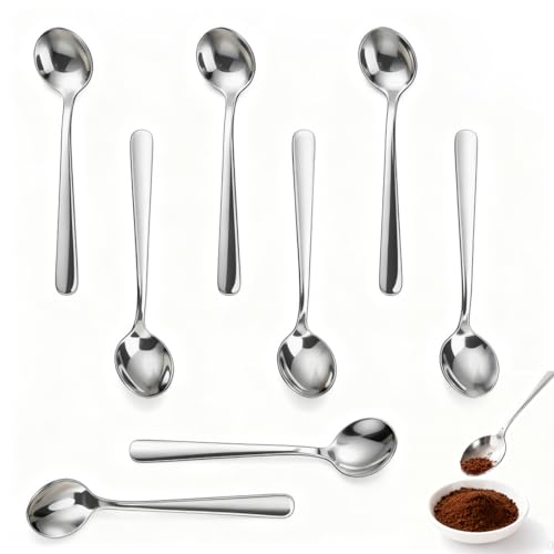 ARYIMYDP 8 Cucharas Pequeñas Multiusos, Cuchara Medidora para Café Expreso y Especias, Acero Inoxidable con Acabado Brillante, para Café, Hogar o Regalos – Duraderas y Fáciles de Limpiar