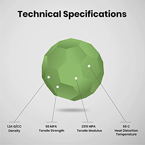Image of NUMAKERS PLA+ 3D Printer Filament, 1.75mm, Dimensional Accuracy + /- 0.03 mm, 1 kg Spool (2.2 lbs), Compatible with Most FDM Printers (Grass Green)
