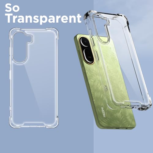 Image of Outlouders Back Cover for Redmi A7 Pro /Poco C85x 5G Clear Transparent PC + TPU Bumper Case with Raised Edges for Shockproof Protection (Transparent)