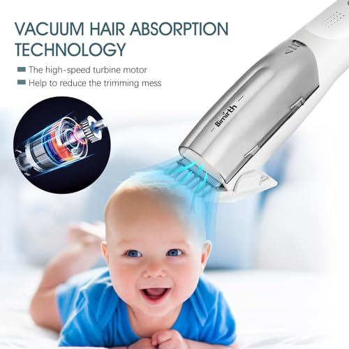Image of Bimirth Men Baby Hair Clipper,Silent Hair Clippers For Children,Quiet Kids Hair Trimmer,Cordless Toddler Haircut Machine In Bag For Easy Storage,Usb Rechargeable,Waterproof,3 Guide Combs(Vacuum)