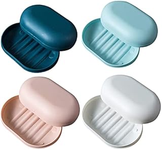 4 PCS Soap Dishes with Lid, VEGCOO Soap Holder Soap Saver Soap Case Soap Container, Portable Shower Soap Box Perfect for Bathroom, Travel, Camp, Gym