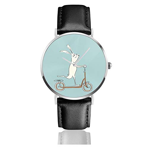 Leder Uhr Scooter Blau Unisex Classic Casual Mode Quarz Uhr Edelstahl Uhr mit Lederband
