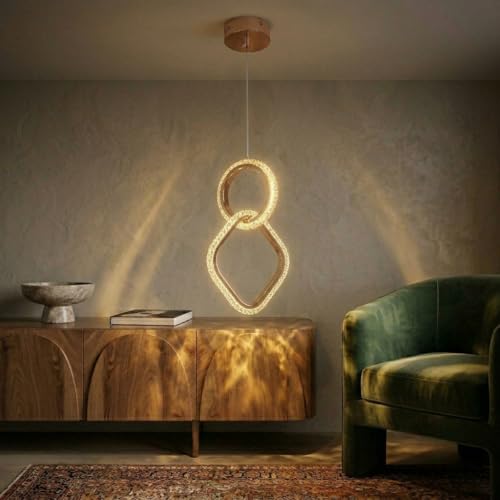 Image of Groeien 12W 3 Color Gold LED Diamond Orbit Pendant, Home Ceiling Lamp
