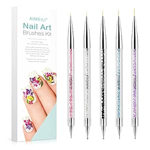 AIMEILI Nail Dotting Tools, Double Ended Dotting Pennen Nail Art Liner Brushes, Professionele Nail Art Tools Nail Pen…