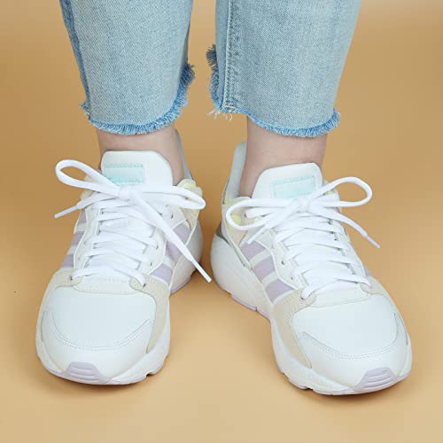 Stepace [2 Pairs Half Round Shoe Laces 1/4" Width 30"-60" Length 18 Color Oval Shoelaces White 48"(122 Cm) #TOP2