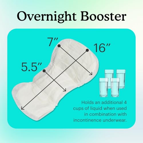Because Overnight Booster Pads Fit All Adult Diapers, Helps Keep Your Adult Diaper Active All Night, Adds 4 Cups to Incontinence Underwear, Extra Absorbency, 22 Count (Packaging May Vary)