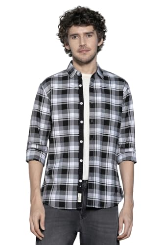 Chemise en coton à carreaux pour homme coupe normale