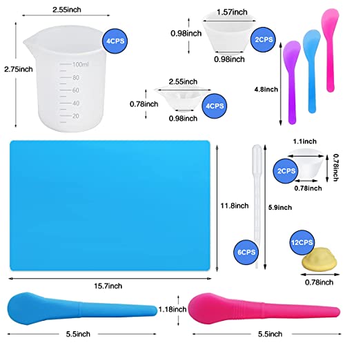 Image of HASTHIP Silicone Resin Measuring Cups 36 Pcs Kit with Mixing Bowl | Easy Pouring and Mixing, Helps Reduce Spills and Waste, Flexible Silicone, Reusable Design, Customer Support Included
