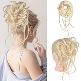 HOOJIH Messy Bun Hairpiece - Super Long Tousled Updo Hair Bun Extensions Wavy Hair Wrap Ponytail Hairpiece Scrunchies with Elastic Hair Band for Women HB007 Grace - Cool Light Blonde