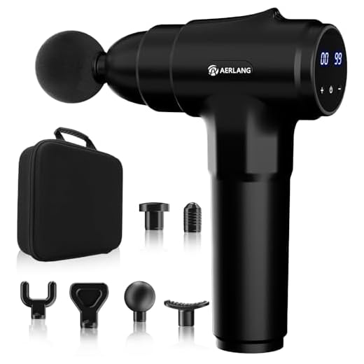AERLANG Pistola de massagem, massagem muscular profunda nas costas para atletas, alívio da dor, massageador de percussão com 6 cabeças de massagem e 20 velocidades, presente de aniversário dos pais da