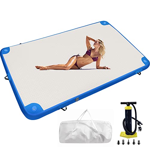 GZKYYLEGS Inflatable Swimming Water Platform, 8 ft x 6 ft Large Floating Platform Lake Mat, Portable Inflatable Island with Air Pump, Deck Floating Pad for Boats, Inflatable Sport Boats Yacht Dock