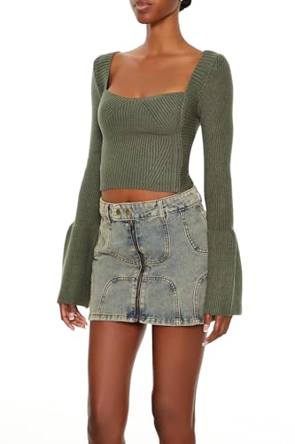 Forever 21 Women's Cropped Bell-Sleeve Sweater4