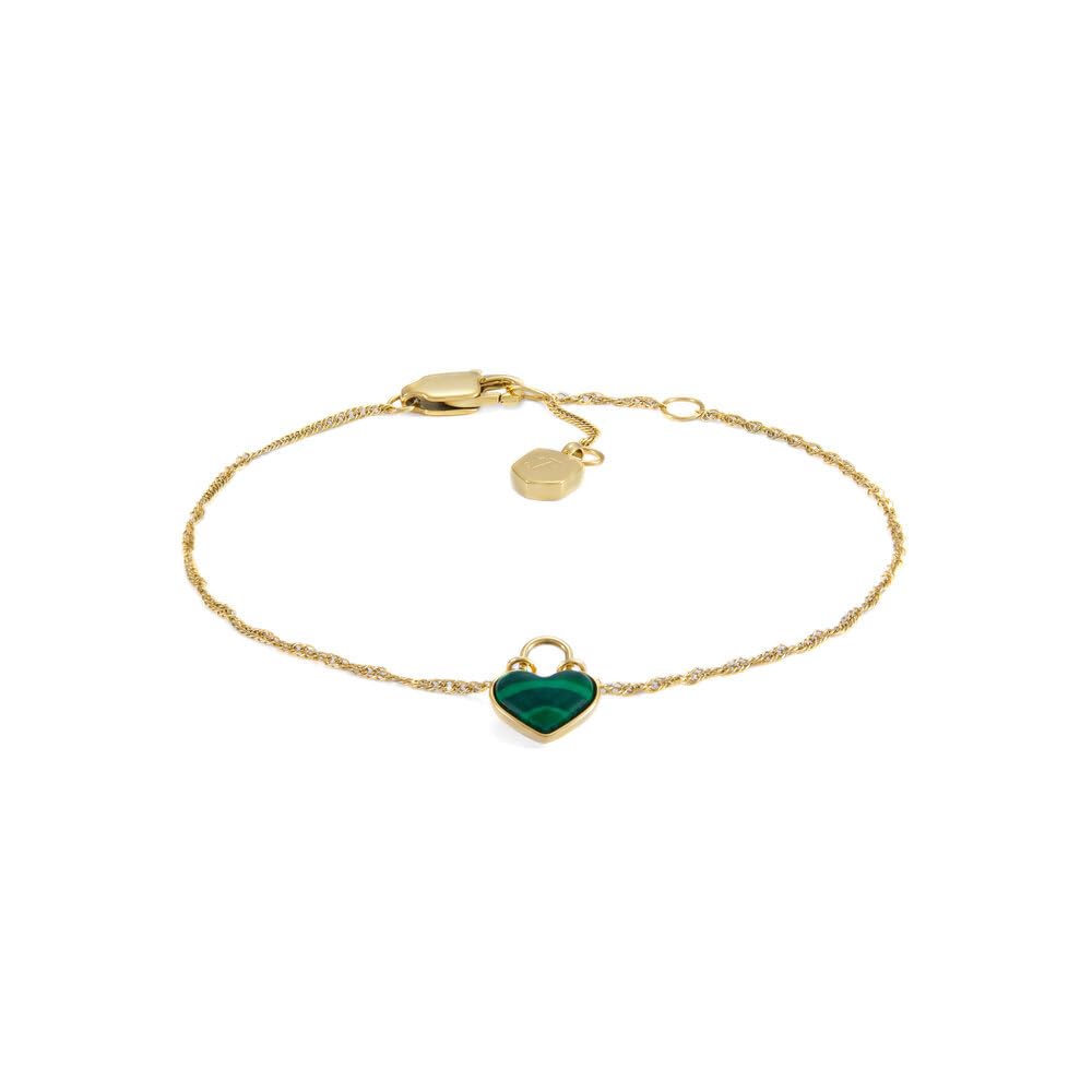 Fossil Pulsera de cadena fina en acero inoxidable con cierre de langosta para mujer