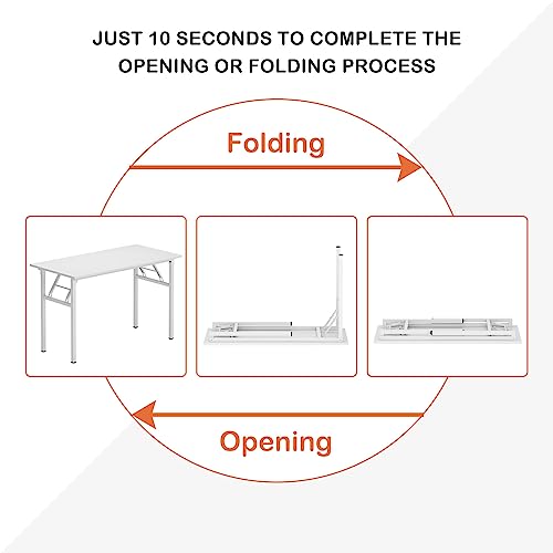 Image of Need Office Computer Desk 39.3 Inch Sturdy Folding Laptop Table White | White Frame Writing Gaming Work Table /Foldable Home Office Desk /Sewing Table, No Assembly Required