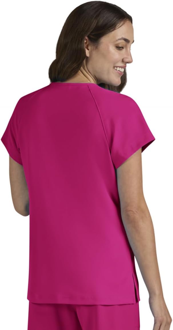 KOI | SmileyWorld Ecstatic Women's 1-Pocket Zipper-Neck Scrub Top - Image 2