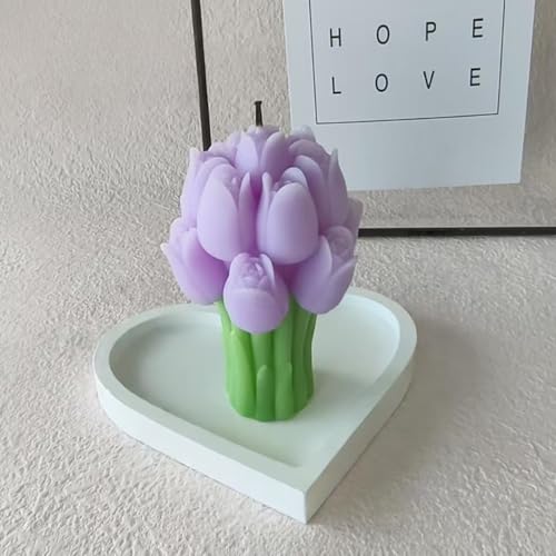 Image of Purple Tulip Scented Candle, Premium Wax, Soothing Fragrance, Ideal Gift for Home Decor Special Occasions, Enhances Home Aesthetic