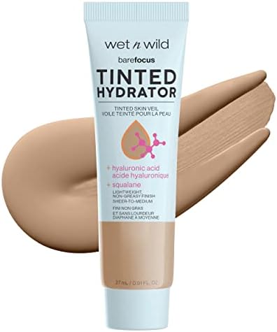 Wet n Wild Bare Focus Tinted Hydrator Matte Finish, Medium Tan, Oil-Free, Moisturizing Makeup | Hyaluronic Acid | Sheer To Medium Coverage