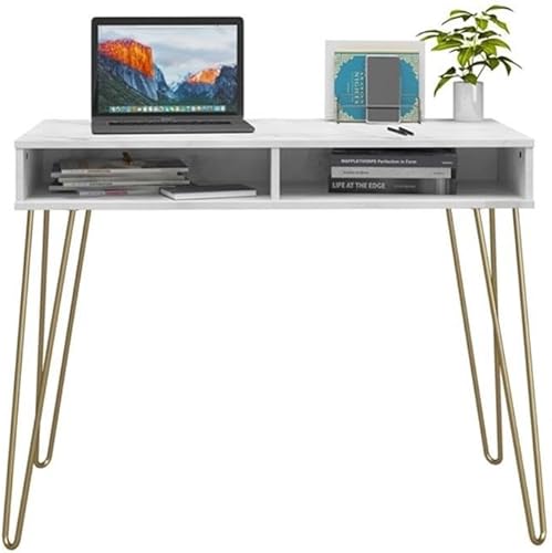 Miniatura 5 de Novogratz - Escritorio de mármol blanco con cajones para computadora