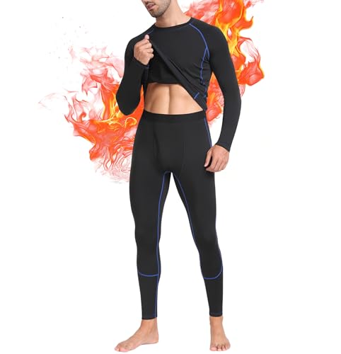SIMIYA Thermal Underwear Set for Men Long Johns with Fleece
