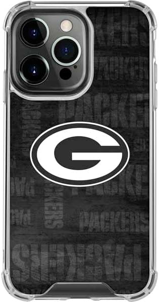 Skinit Clear Phone Case Compatible with iPhone 15 Pro Max - Officially Licensed NFL Green Bay Packers Black & White Design