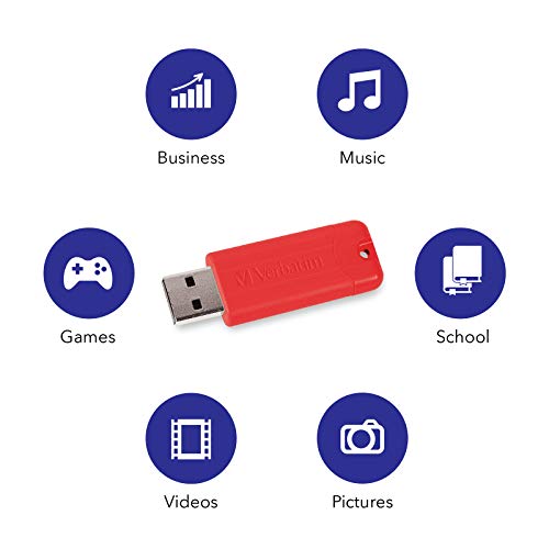 Verbatim 16Gb Pinstripe Usb 3.2 Gen 1 Flash Drive Retractable With Microban Antimicrobial Product Protection- 5 Pack - Multicolor (Green, Blue, Red, Purple, Cyan) #TOP7