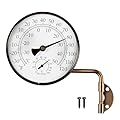 Foxyoo 4-Inch Brass Outdoor Thermometer - Analog Temperature Gauge for Patio, Greenhouse and Garage