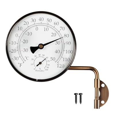 Foxyoo 4-Inch Brass Outdoor Thermometer - Analog Temperature Gauge for Patio, Greenhouse and Garage
