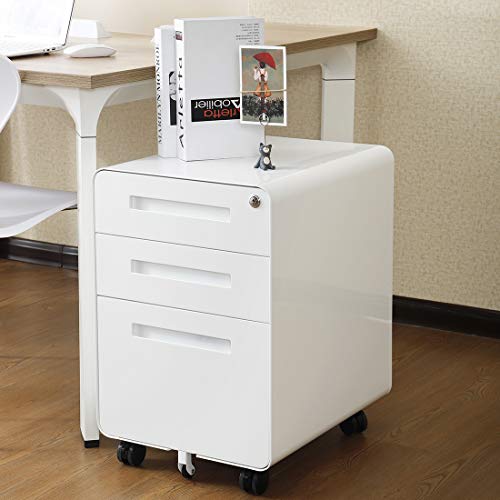 BouPower 3 Drawer File Cabinet for Home Office, Under Desk Mobile Filing Cabinet with Lock for A4/Letter/Legal Size, 5 Wheel Anti-tilt Rolling File Cabinets, Fully Assembled (Except Casters) by BouPower - Image 4