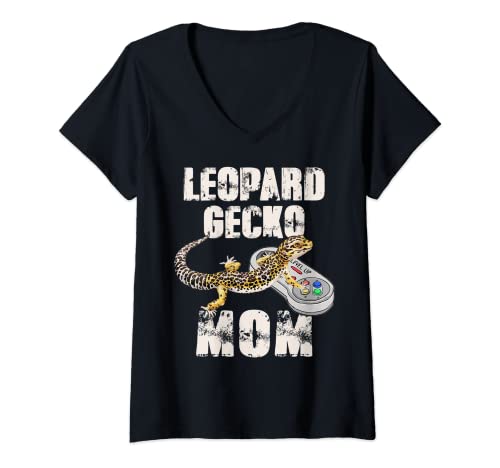 Mujer Leopard Gecko Mom Video Game Lizard & Reptiles Gamer Camiseta Cuello V