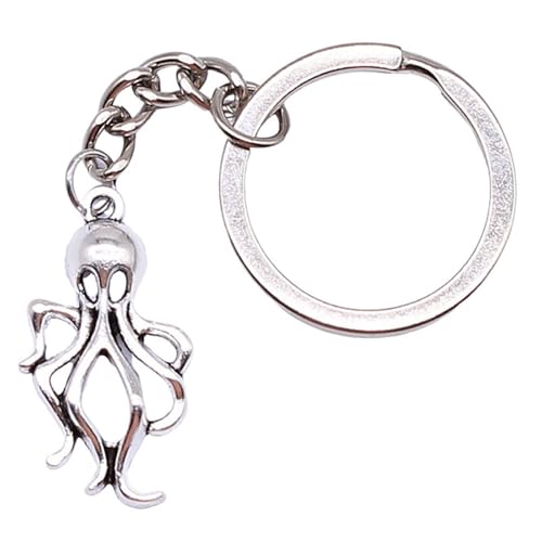 Porte-clés poulpe en métal 32x17mm pour clé de voiture et décoration de sac à dos