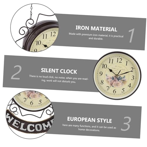 Horloge double face suspendue silencieuse pour déco de salon - 7