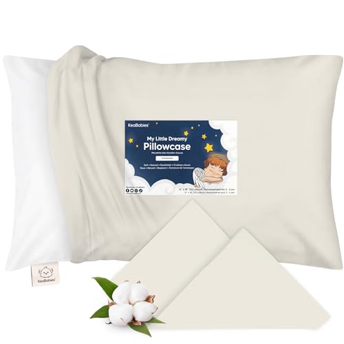 Image of KeaBabies Toddler Pillowcase 13 inchx18 inch - Organic Cotton Toddler Pillowcase for Kids, Boys, Girls, Soft & Durable Cotton Cover for Miniature Sleepy Pillows, Cute Colors, Pillow Sold Separately (Clay)
