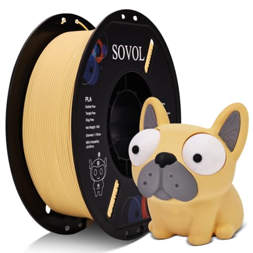 Image of Sovol 3D Printer Matte PLA Filament 1.75mm 1KG (2.2lbs), Almond Yellow