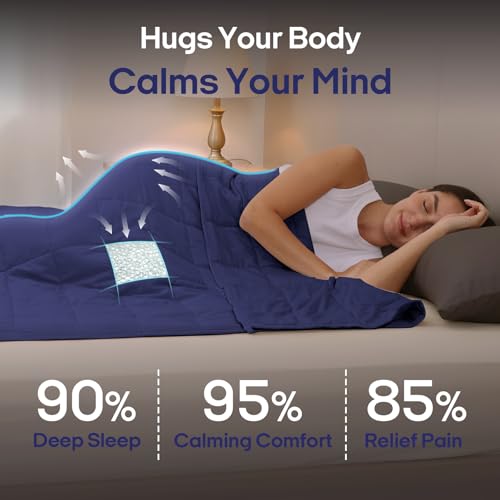 Image of ZonLi Weighted Blanket for Adults (60 inchx80 inch, 20lbs, Dusk Blue) Queen Size High Breathability Cooling Heavy Blanket, Soft Material with Premium Glass Beads, All-Season, Easy Care