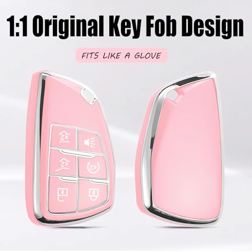 Image of Key Fob Cover for Chevy GMC with Keychain, Tahoe Suburban Equinox Traverse Yukon Denali Terrain Buick Envision Premium Soft TPU Case (6 Buttons Blue)