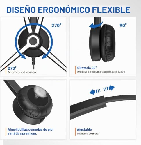 Miniatura 7 de Wantek Auriculares De Teléfono Rj9 Monoaurale Con Micrófono De Cancelación Ruido, Auriculares Cable Para Cisco 7940 7942 7960 7971 Office Ip Teléfono Plantronics M10 M12 M22 Amplificadore