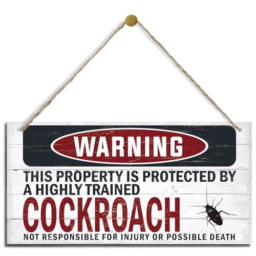 Warning Sign, Cockroach Warning Wood Plaque Sign, Funny Door Signs, Decorative Wood Hanging Suspension Plaque, Farmhouse Wooden Wall Decor, Outdoor Hanging Wooden Signs