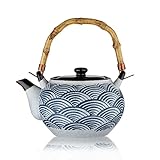 Ceramic Teapot Japanese Style Porcelain Teapot with Rattan Handle Restaurant Office Filter Tea Pot Drinkware Tea Kettle
