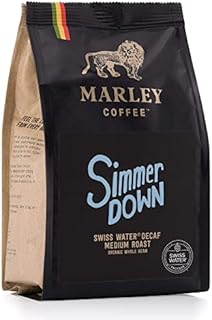 Simmer Down Swiss Water Decaf Medium Roast Organic Decaffeinated Coffee Beans, Marley Coffee, From The Family of Bob Marley, 227g