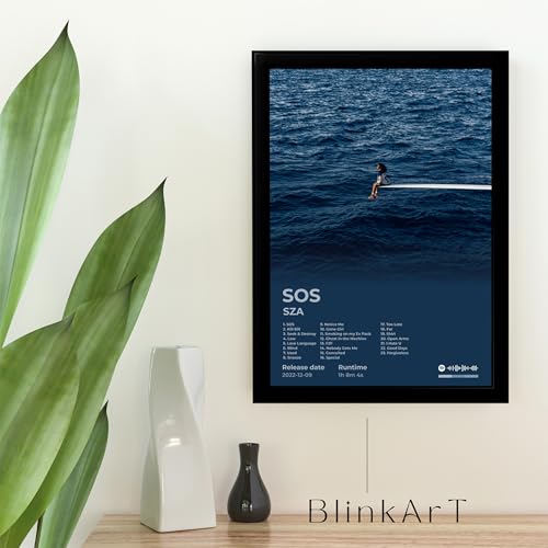 Image of BLINKART Ctrl - SOS Wall Photo Frames | Wall Art for Bedroom, Living Room, Studio or Office | Album Cover Print with Spotify Song Link QR Code | Gift for Fans - 8x12 In