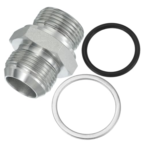 Image of PATIKIL Hex Reducing Nipple Connectors Pipe Adapter 1 5 /16 inch Male 37 Flare JIC x 1 inch g Male, Pipe Fitting Reducer Nipple Adapter Plated Steel Hydraulic Fitting