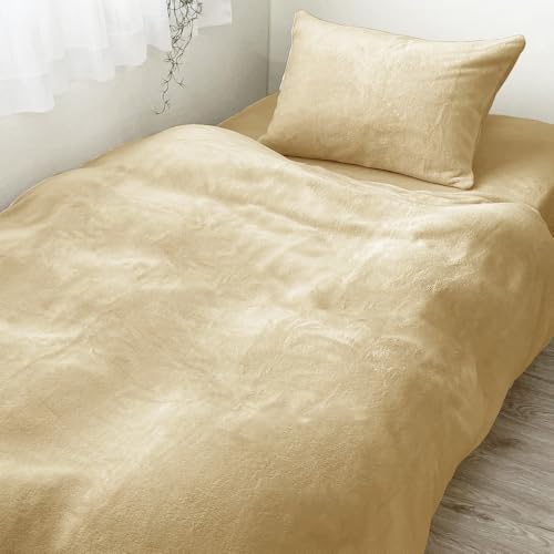 マイクロファイバー 布団カバー 掛け布団カバー セミダブル 冬 あったか ふわふわ 肌触り 洗える おしゃれ 毛布になる 170×210cm アーモンド