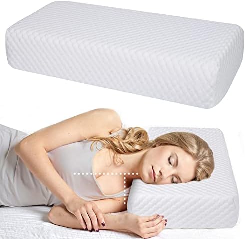Cube Memory Foam Pillow Side Sleeper Pillow for Neck and Shoulder Pain(24"x12"x6", Extra Thick), Cooling Bed Pillow for Side Sleeping, Soft and Supportive Cervical Pillow for Head, Square pillow-White