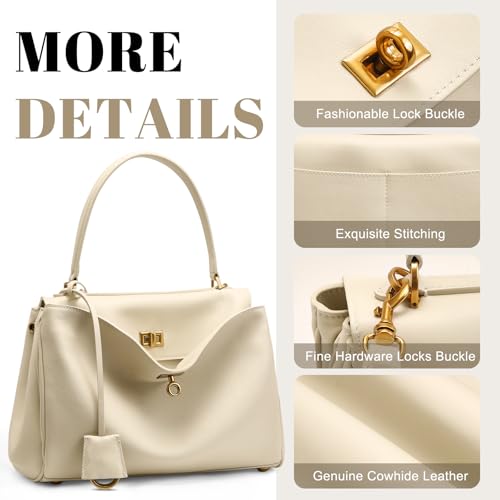 Genuine Leather Tote Bag for Women: Soft Leather Shoulder Handbags - Ladies Satchel Crossbody Purse for Travel Work (Medium)4