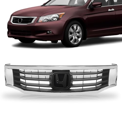 Tyrigion Front Bumper Grill Black With Chrome Grille For 2008 2009 2010 Honda Accord HO1200189 HO1202104
