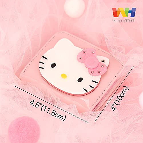Winghouse X Hello Kitty Officially Licensed Zip-Around Novelty My First Wallet Money Organizer With Mirror & Coin Purse For Kids Little Girls To Carry Their Essentials With Style Coral Pink #TOP5