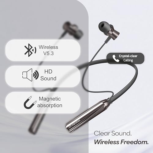 Image of Bluetooth Neckband Earphones, V5.3, 28+ Hours Playtime, C-Type Fast Charging, HD Sound, in Ear (Purple)